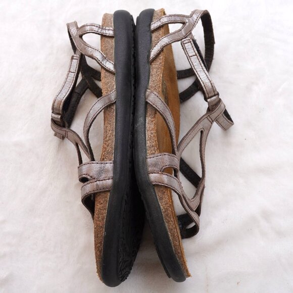 Naot Bronze Leather Open Toe Comfort Sandals Size 39 Hook & Loop Strap - Picture 7 of 8